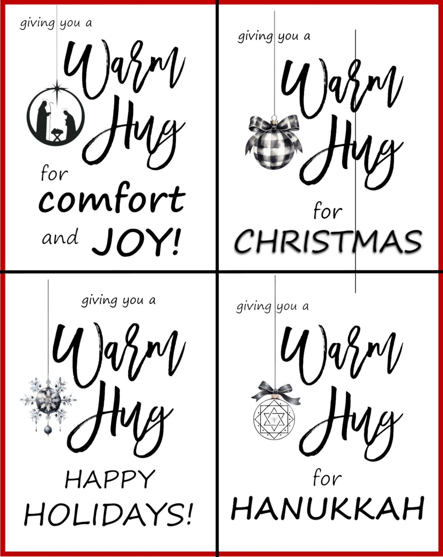 Warm Hug Holiday Christmas Cards