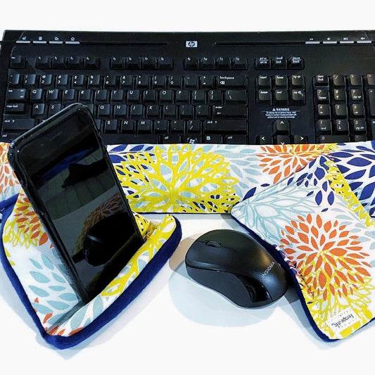 Keyboard, Mouse Wrist Rest Set with Phone Stand for Ergonomic Support and Convenience