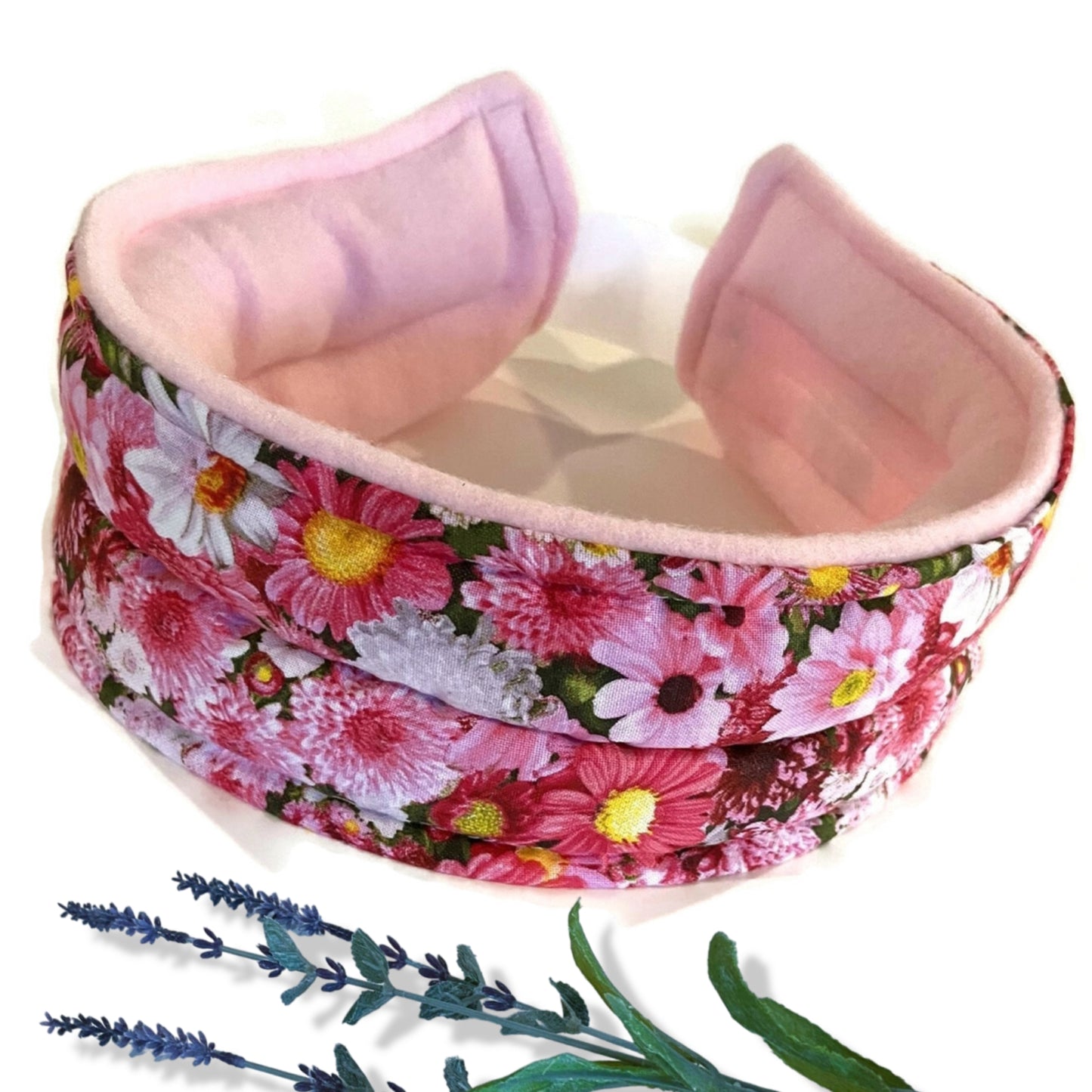Hot or Cold Headband with Hook and Loop Closure - Flax Seed and Rice Filling - Flexible Two-Channel Design