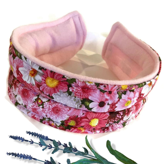 Hot or Cold Headband with Hook and Loop Closure - Flax Seed and Rice Filling - Flexible Two-Channel Design