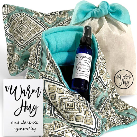 cozy sympathy gift of a warm hug, condolence care package for loss of loved one, death in family, loss of mom or dad