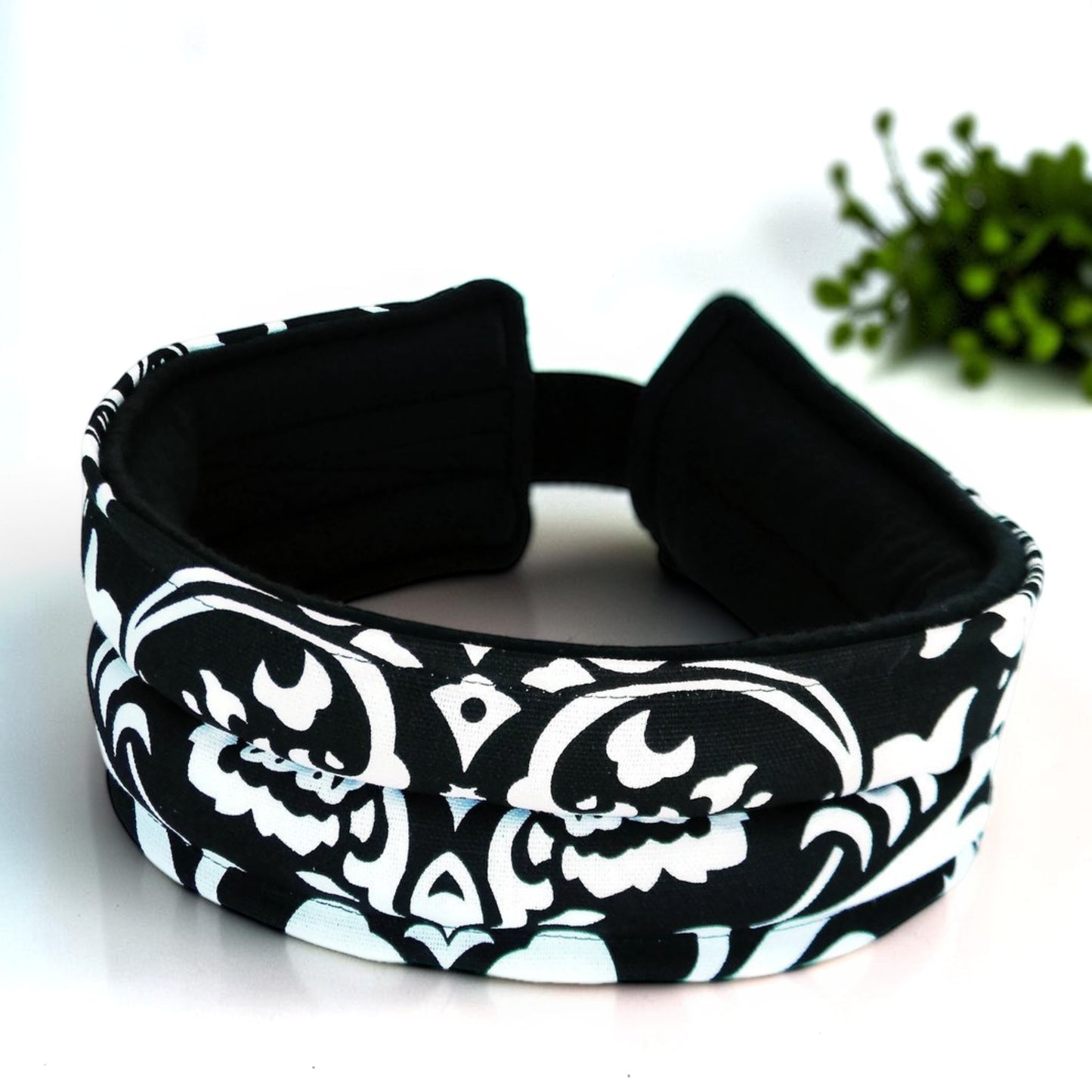 Headband Hot or Cold: Headache, TMJ Wrap with Hook and Loop Closure - Flax Seed and Rice Filling - Flexible Two-Channel Design